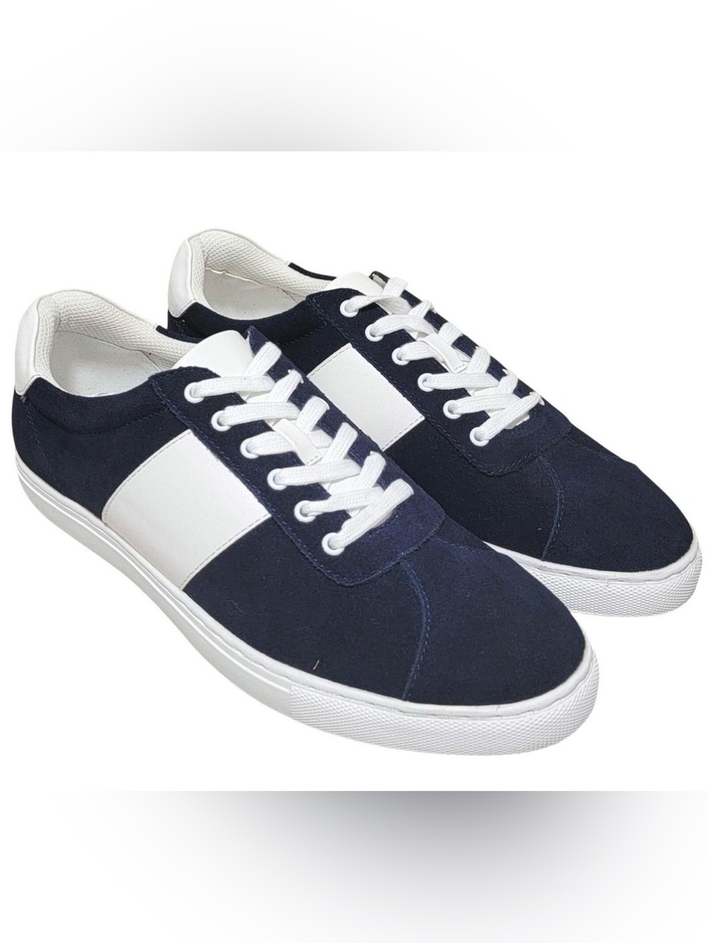 Bar III Navy and White Low-Top Sneakers